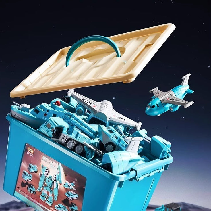 35-Piece Magnetic Military Transformation Set with Storage Box