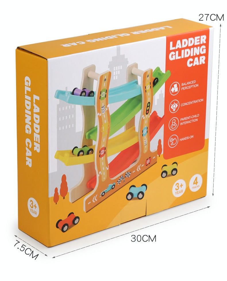 Wooden Car Ramp Racer Zig-Zag Track Toy