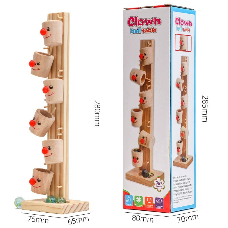 Wooden Clown Ball Drop Game
