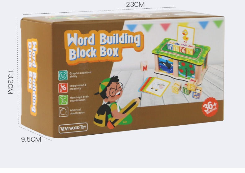 Wooden Word and Number Learning Blocks with Cards