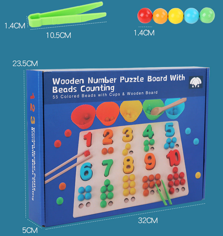 Wooden Montessori Number & Bead Sorting Board Fantastik Curios
