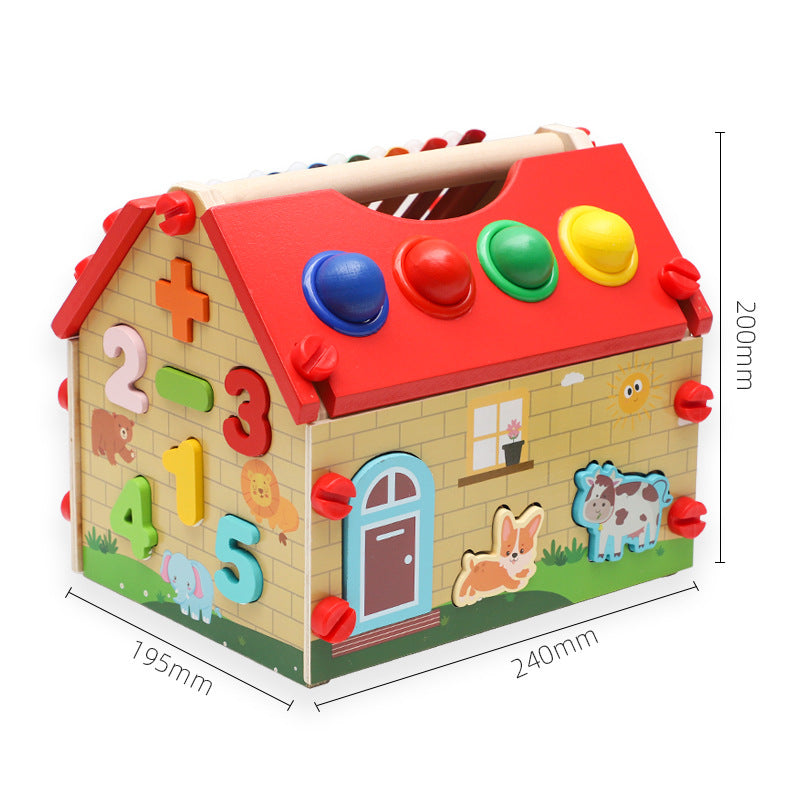 Wooden 6-in-1 Discovery Activity House & Musical Play Set