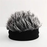 Spiky Faux Hair Beanie Hat – Novelty Wig Cap