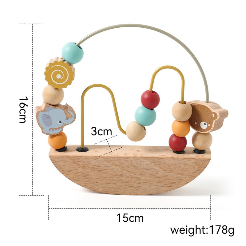 Wooden Balancing Animal Bead Maze & Rocking Base Toy