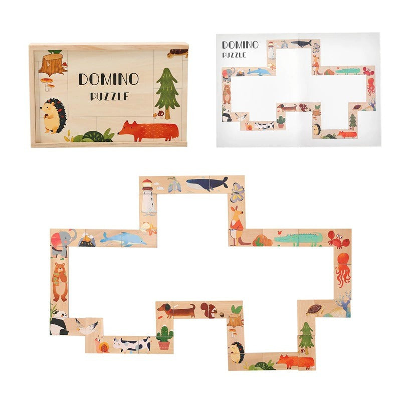 Wooden Animal Domino Puzzle Set