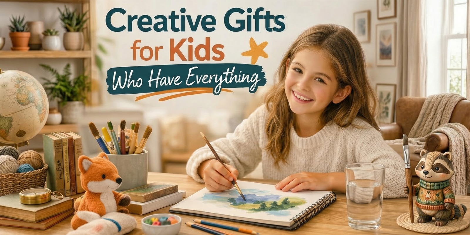 Creative child using a thoughtful hands-on art gift in a bright indoor space