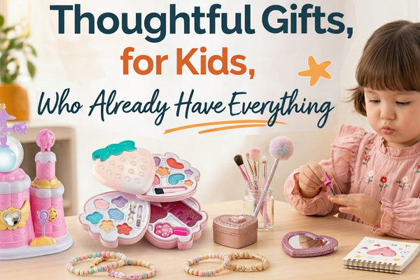 Thoughtful screen-free gift for a child in a bright indoor setting