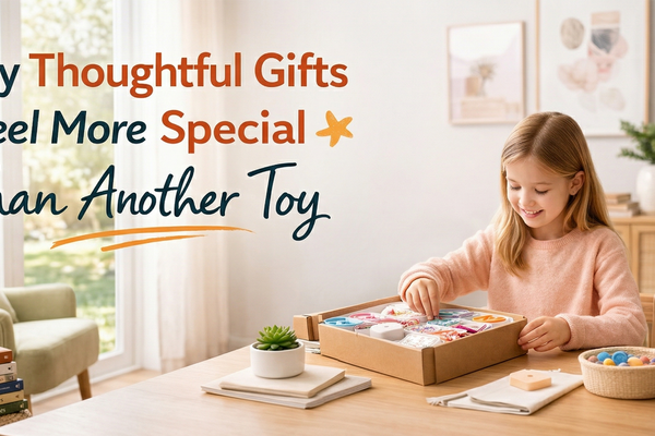 Thoughtful hands-on gift for a child in a bright, warm indoor setting