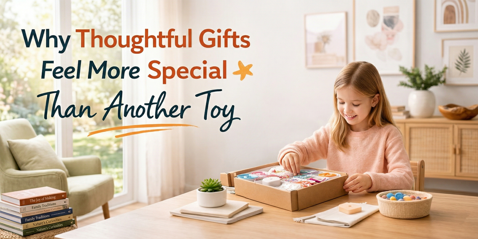 Thoughtful hands-on gift for a child in a bright, warm indoor setting