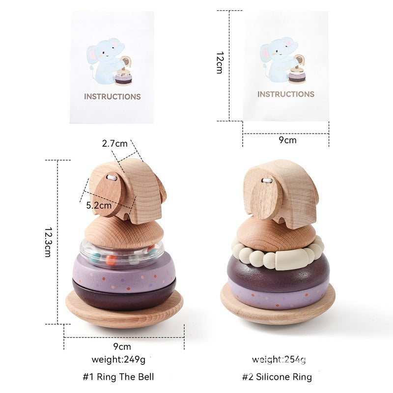 Wooden Elephant Stacking Toy for Toddlers