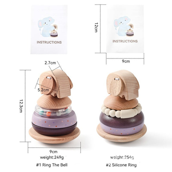 Wooden Elephant Stacking Toy for Toddlers