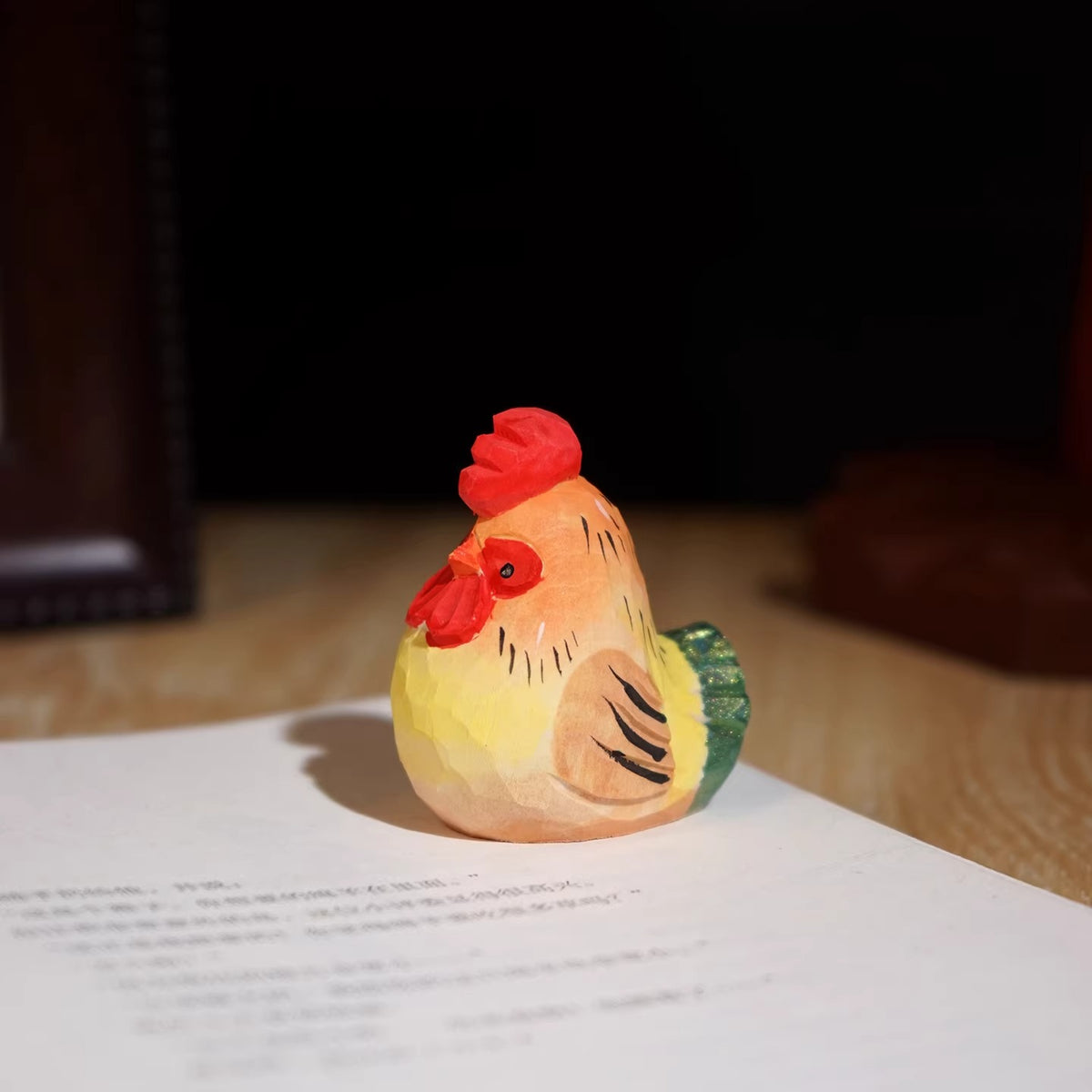 Hand-Carved Wooden Chick Figurine