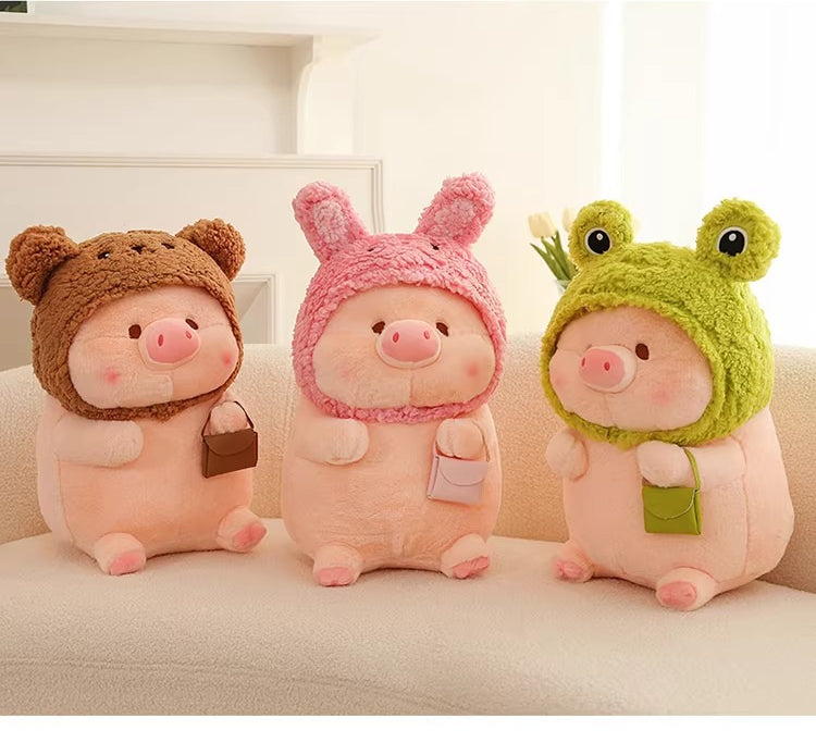 Plush Piglet Doll with Character Hoods