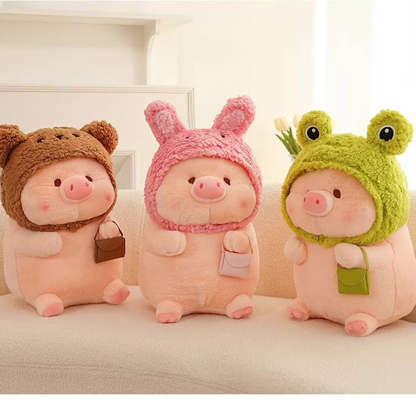 Plush Piglet Doll with Character Hoods