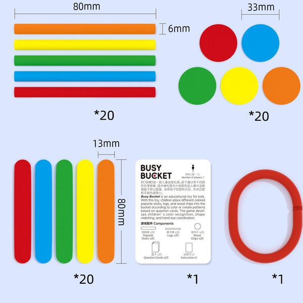 Busy Bucket Wooden Color and Shape Matching Set
