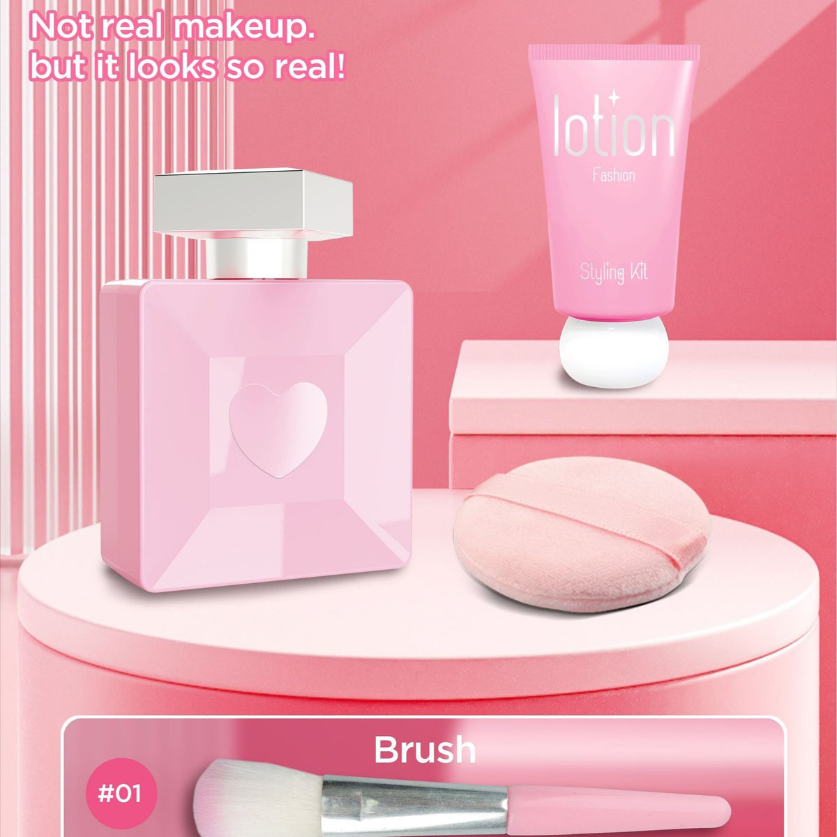 Kids' Pretend Makeup Styling Kit with Storage Box