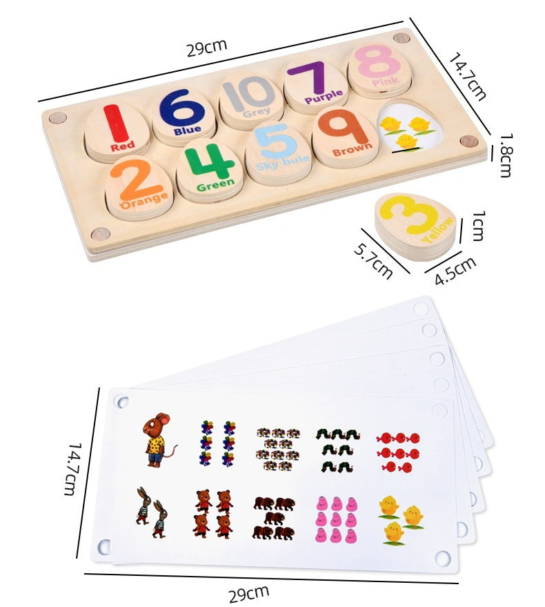Wooden Number Counting Toy with Replaceable Learning Cards
