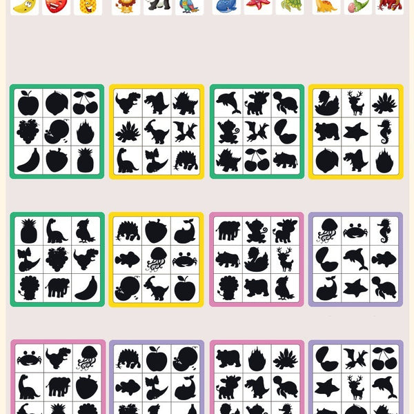 Kids' Shadow Match Puzzle Cards