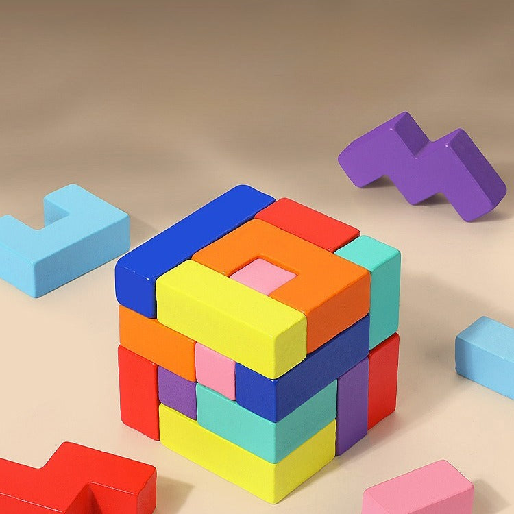 The Big Brain 3D Wooden Tetris Puzzle & Stacking Blocks