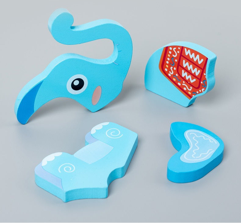 Wooden 3D Puzzle Set for Toddlers - Animal & Vehicle Set