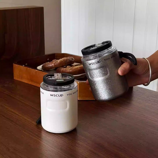 Portable Dual-Sip Insulated Coffee Mug