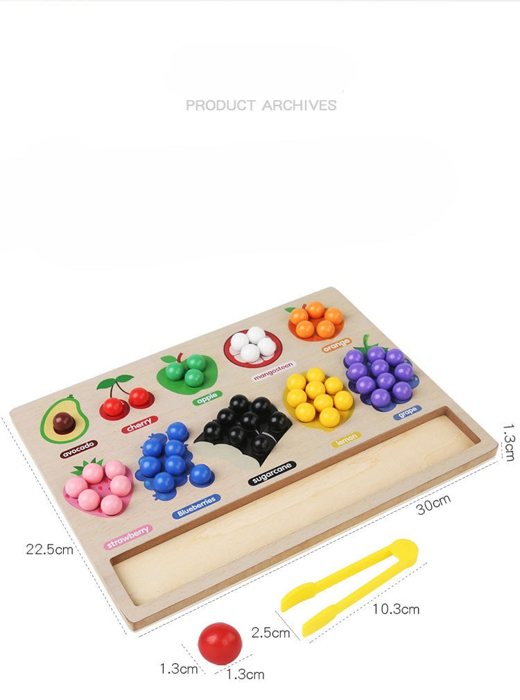 The Fruity Focus Board: Wooden Bead Sorting & Counting Game