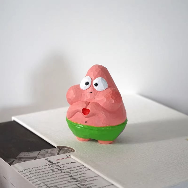 Hand-Carved Wooden Cartoon Character Figurine