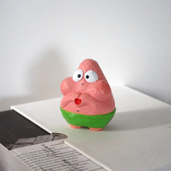 Hand-Carved Wooden Cartoon Character Figurine