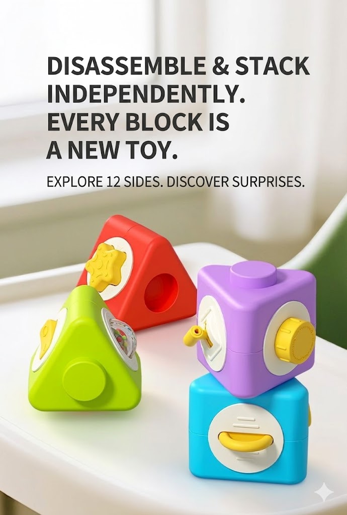 Sensory Stacking Blocks Activity Toy for Babies & Toddlers