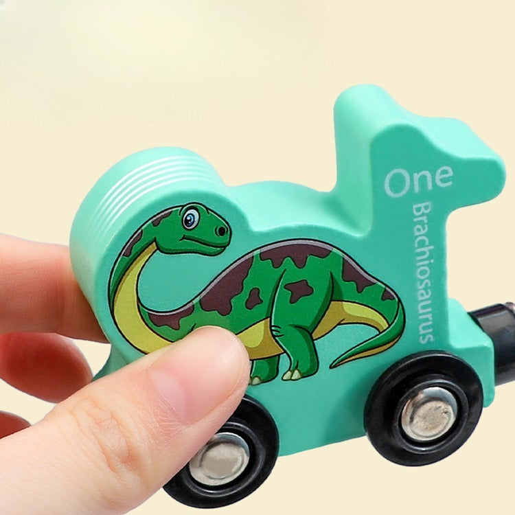 Wooden Magnetic Dinosaur Number Train – 11-Piece Set