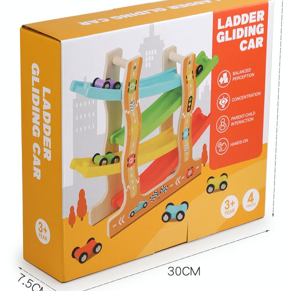 Wooden Car Ramp Racer Zig-Zag Track Toy
