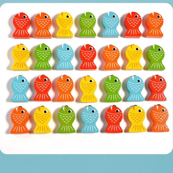 Wooden Magnetic Alphabet Fishing Game – 28 Piece Color Sorting Toy