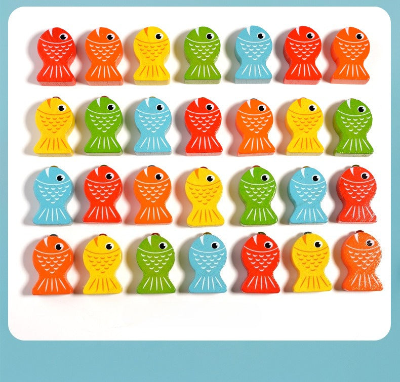 Wooden Magnetic Alphabet Fishing Game – 28 Piece Color Sorting Toy