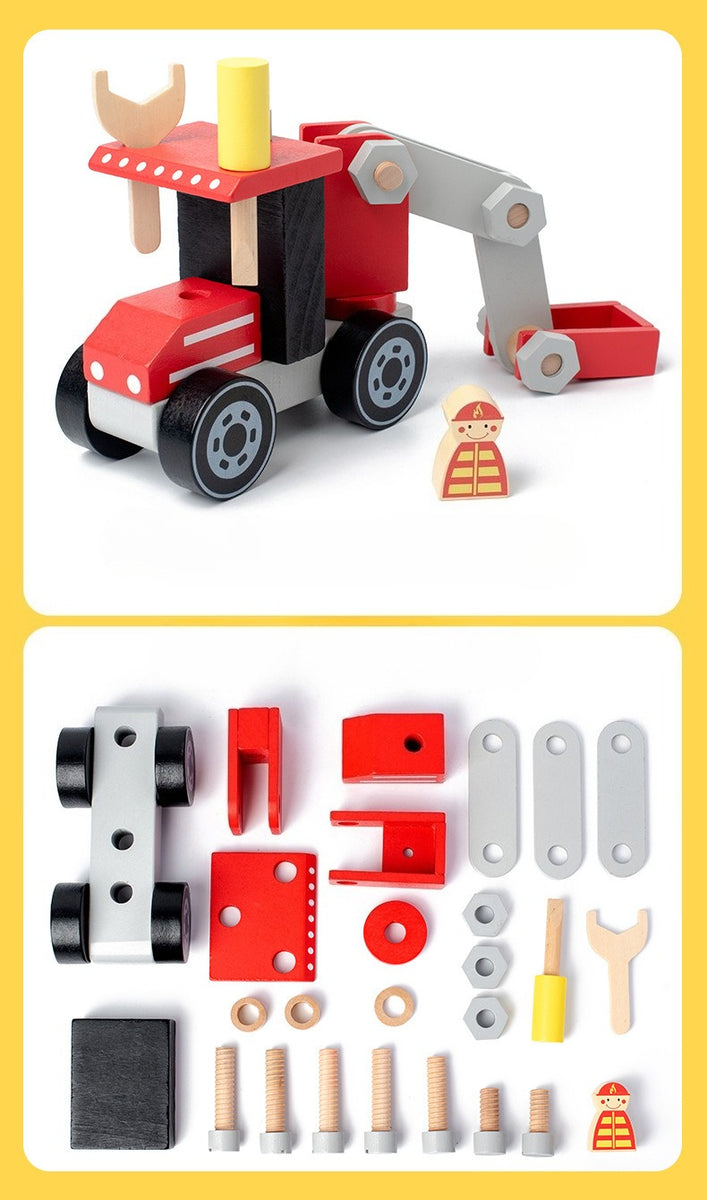 Build-Your-Own Wooden Construction Vehicle Set
