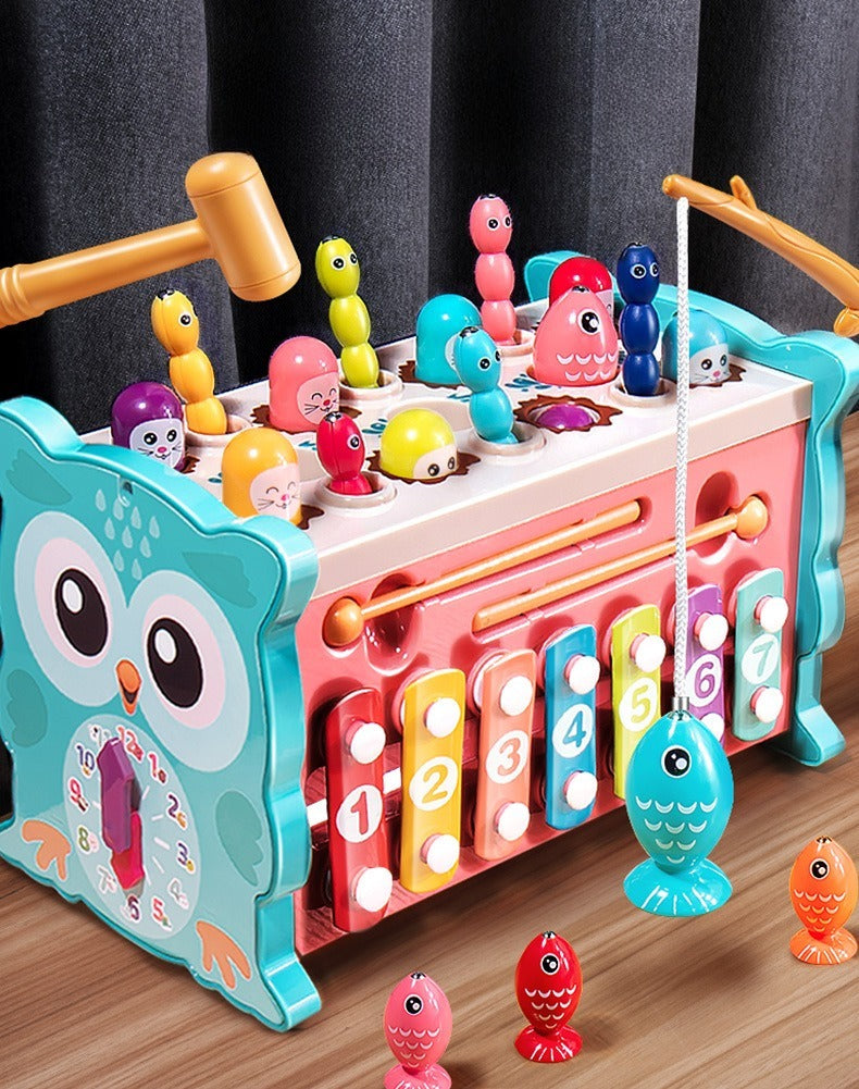 8-in-1 Toddler Activity Cube with Fishing and Whack-a-Mole Game