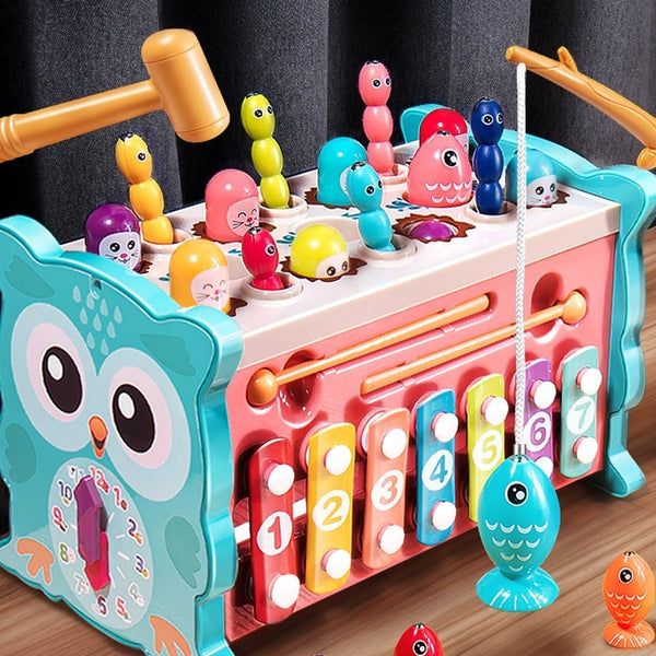 8-in-1 Toddler Activity Cube with Fishing and Whack-a-Mole Game