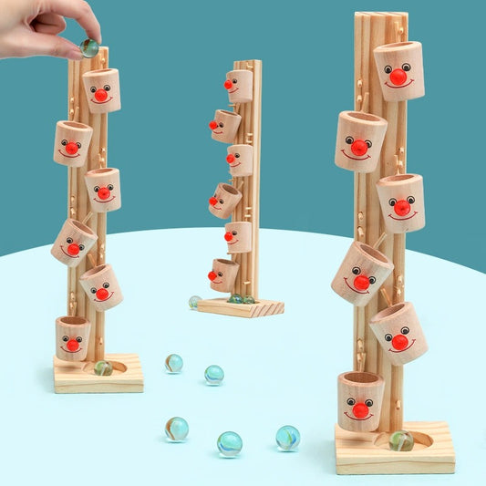 Wooden Clown Ball Drop Game