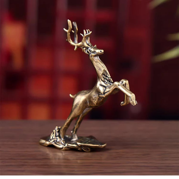 Brass Deer and Cloud Desk Figurine