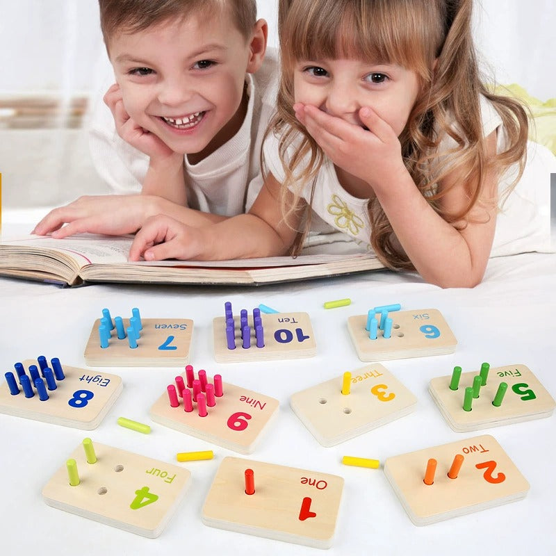 Wooden Number Counting Toy Matching Peg Board