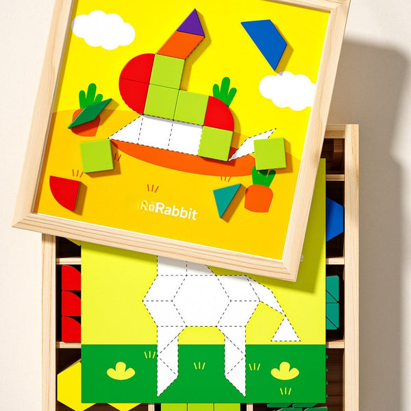 Magnetic Wooden Tangram Puzzle Set - 255 Pieces