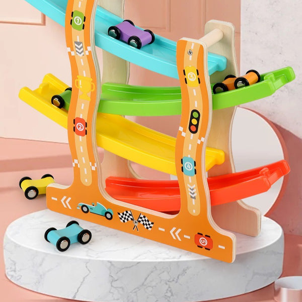 Wooden Car Ramp Racer Zig-Zag Track Toy
