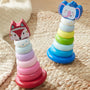 Wooden Animal Rainbow Stacking Tower & Wobble Toy