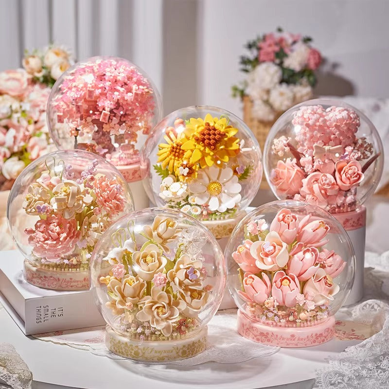 Floral Botanical Building Block Night Light with Dust Dome
