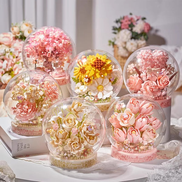 Floral Botanical Building Block Night Light with Dust Dome