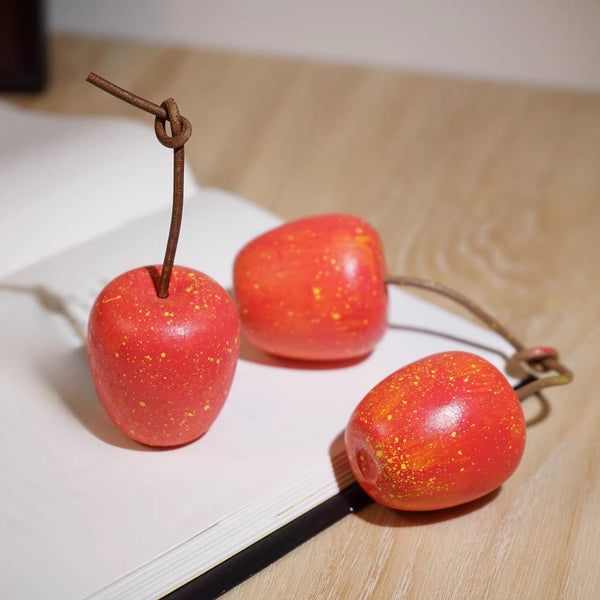 Hand-Carved Wooden Red Apple Figurine FantastiKurios