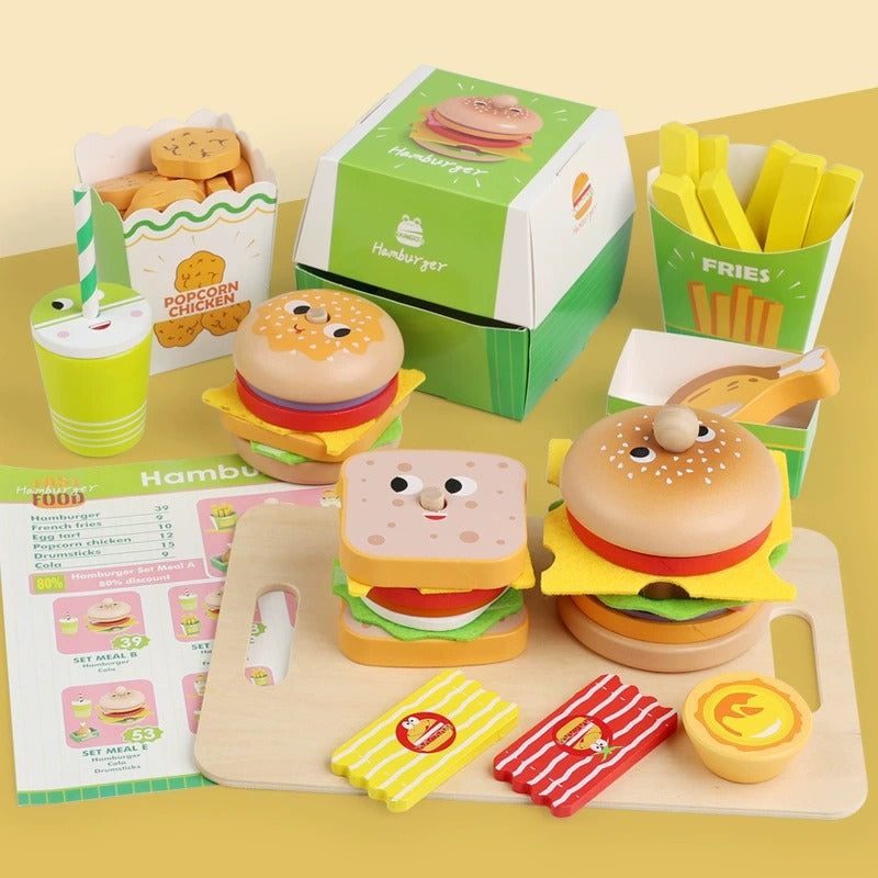 Wooden Pretend Play Fast Food Set