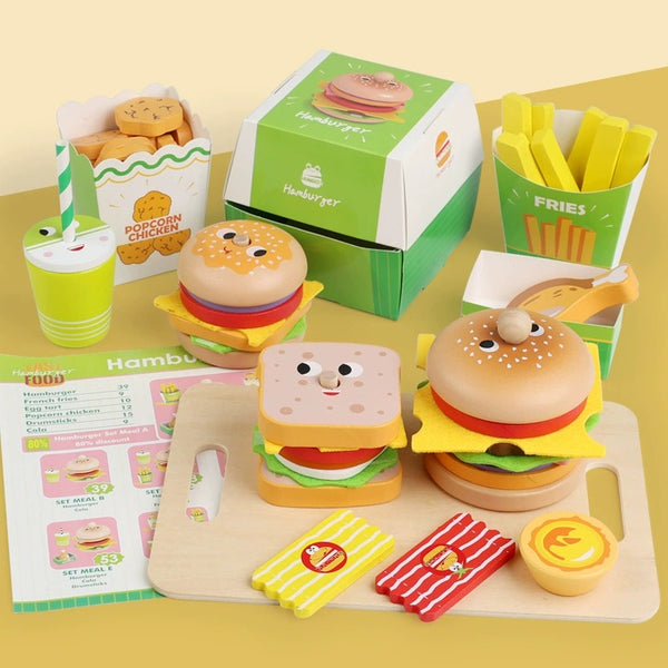 Wooden Pretend Play Fast Food Set