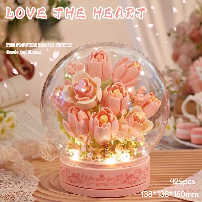 Floral Botanical Building Block Night Light with Dust Dome