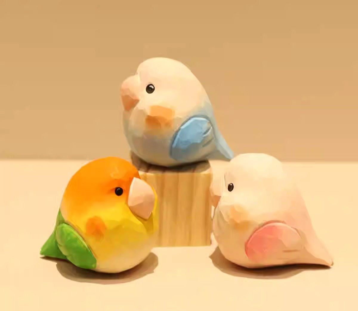 Hand-Carved Wooden Parrot Desktop Figurine