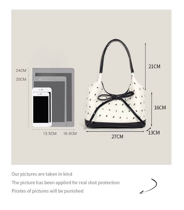 Bow Accent Shoulder Tote Bag